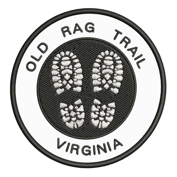 Go Trekking! At Old Rag Trail, Virginia 3.5 Inch Iron Or Sew On Embroidered Fabric Badge Patch Hiking Trails Iconic Series
