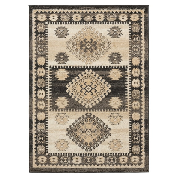 Designer Home Livonia Area Rug 3801 30054 Emir Walnut Jagged Rings 1' 10" x 3' Rectangle