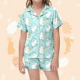 thumbnail image 4 of XFHLMJFF Easter Day Pajamas Silk Satin Pajamas Cute Bunny Egg Pajamas Pjs Two Piece Button Up Short Sleeve Shirts and Shorts Loungewear Sets Comfort Sleepwear 2-3Y, 4 of 4