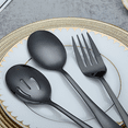 thumbnail image 3 of ReaNea Black Flatware Serving Set of 8 Pieces, Silverware Serving Utensils Large Spoon Set, 3 of 10