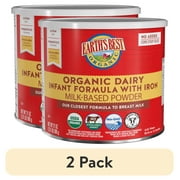 (2 pack) Earth's Best Organic Dairy Powder Baby Formula with Iron DHA & ARA, 21 oz Canister