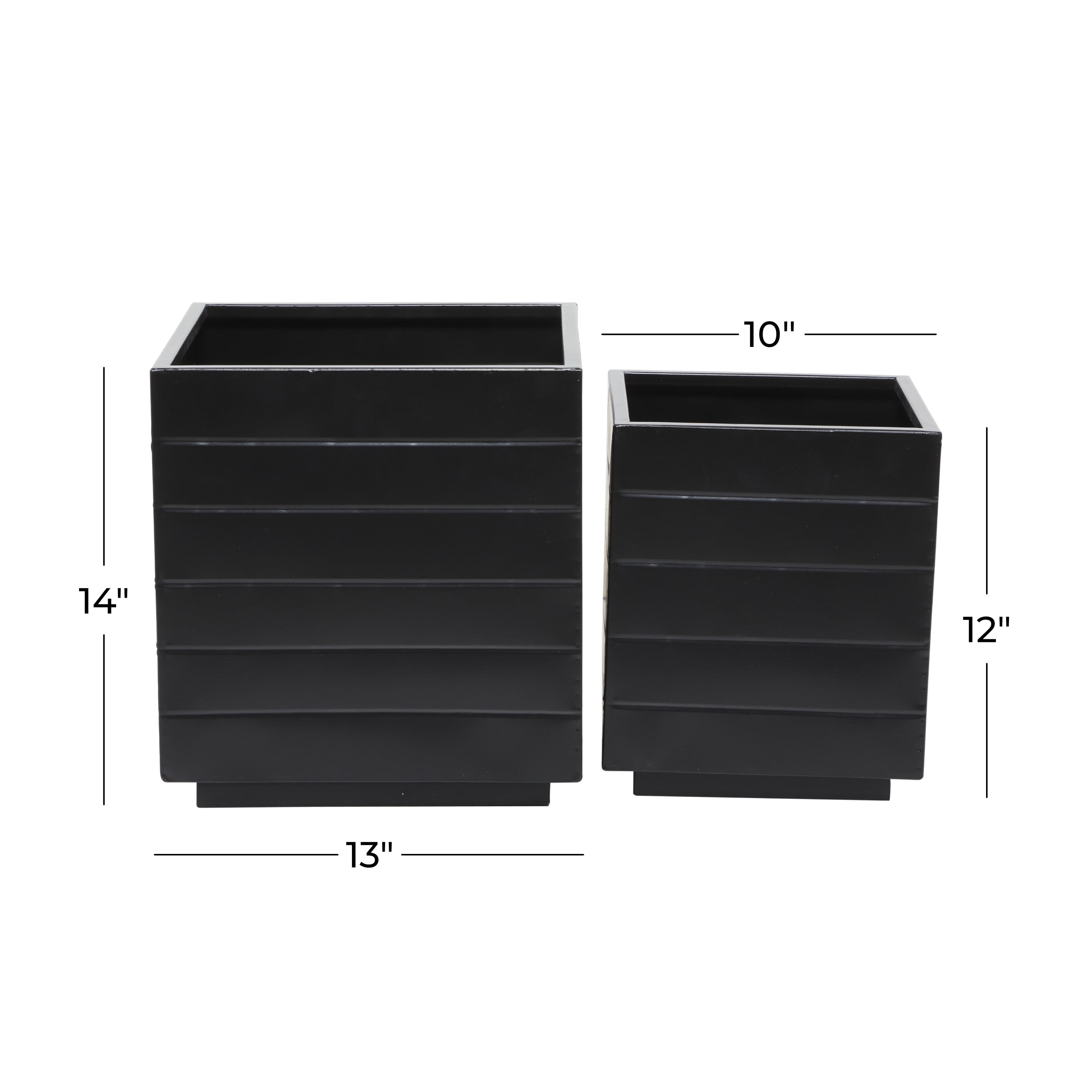 CosmoLiving by Cosmopolitan 13", 10"W Indoor Outdoor Black Metal Planter (2 Count)