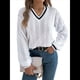 thumbnail image 2 of Suéter de Punto con Cuello en V y Larga para Mujer, Otoño 2025, Top Tipo Jersey, , Suave, Elegante y Casual. S, 2 of 10