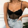 thumbnail image 4 of PENGXIANG Combinaison Sans Manches Slim pour Femmes Dentelle Extensible Col en V Justaucorps Bodycon, 4 of 5