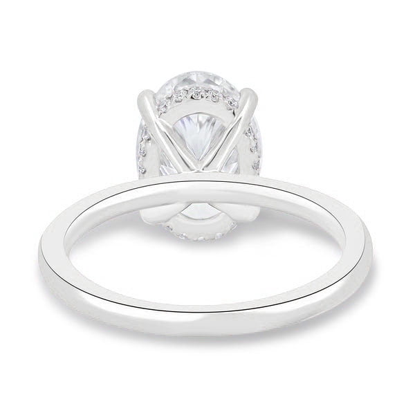 solitaire jewels 3.CT Oval Moissanite Hidden Halo Engagement Ring For Women, 10K White Gold