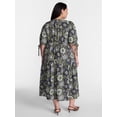 thumbnail image 2 of Terra & Sky Women’s Plus Tiered Midi Dress with Short Puff Tie Sleeves, Sizes 0X-5X, 2 of 4