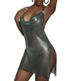 thumbnail image 1 of Biekopu Women Summer Mini Bodycon Dress,Sequins Cowl Neck Sleeveless Cami Slit Cross Backless Nightclub Dress, 1 of 8