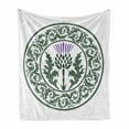 thumbnail image 1 of Thistle Soft Flannel Fleece Throw Blanket, Floral Ornamented Round Leaf Thistle as of Scotland, Cozy Plush for Indoor and Outdoor Use, 50" x 70", Reseda Green Dark Green, by Ambesonne, 1 of 6