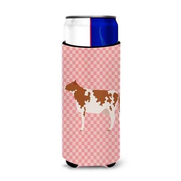 Carolines Treasures BB7827MUK Ayrshire Cow Pink Check Michelob Ultra Hugger for Slim Cans