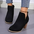 thumbnail image 5 of JUSLIO Boots for Women Chunky Heel Boots Round Toe Ankle Boots Fashion Casual Slip On Comfort Zipper Plus Size Boots, 5 of 5