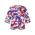 thumbnail image 5 of Fiudx Camisas de Mujer Blusa de Manga 3/4 con Estampado de Moda para Mujer, Camiseta con Cuello En V, Tops Informales para El Día de La Independencia, 5 of 5