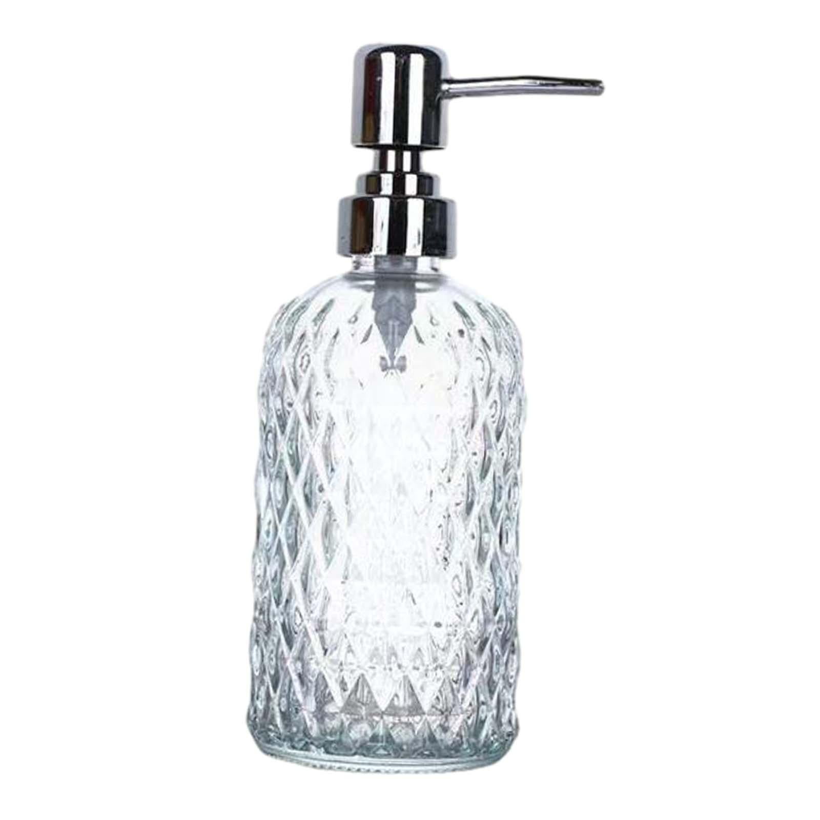 perfk Clear Glass Hand Dish Soap Dispenser Stylish with Rustproof Stainless Steel Pump