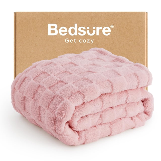 Manta Bedsure de forro polar de piel de melocotón a cuadros, 130 x 150 cm