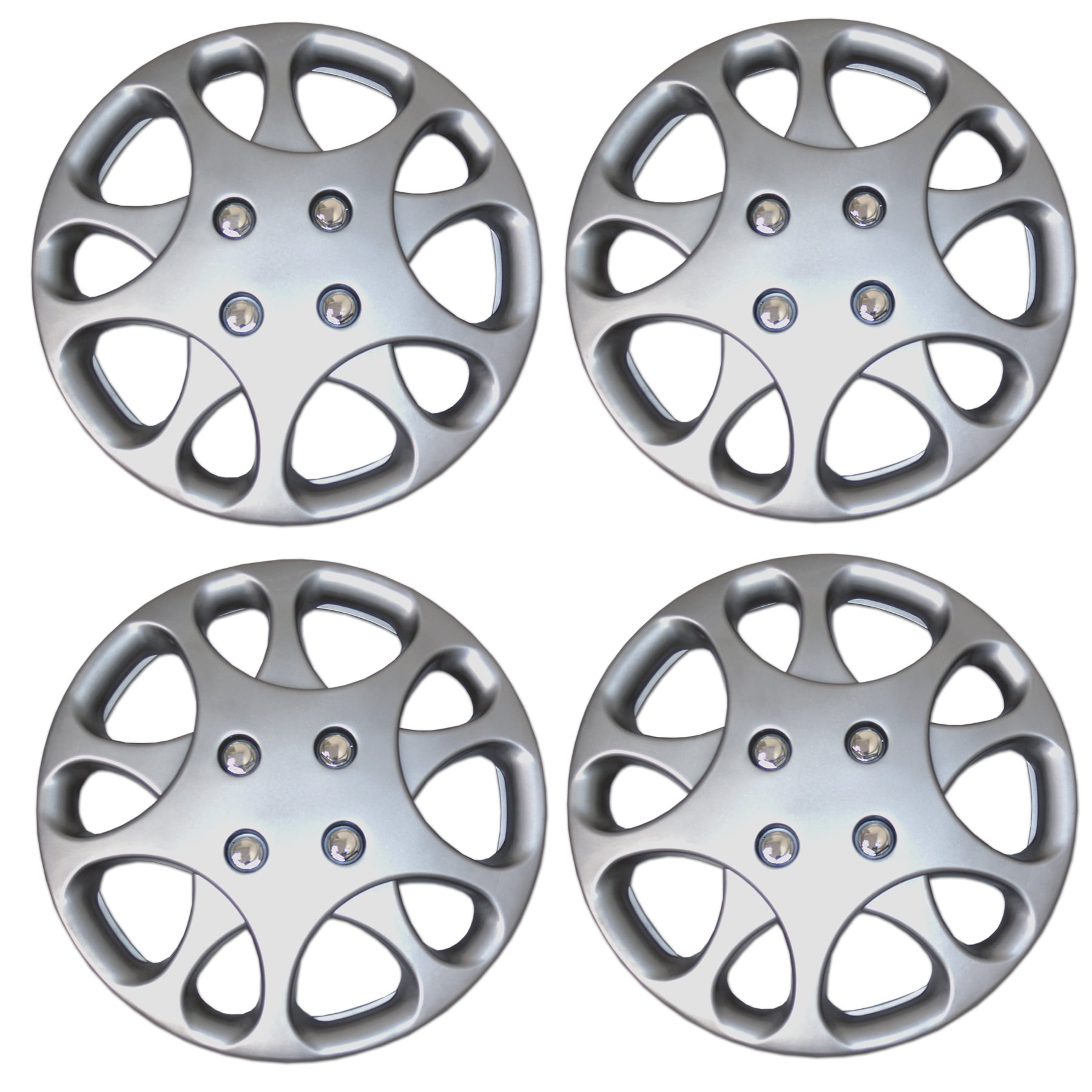 Set of 4 Metallic Silver Hubcaps 14" WSC3821S14 Hub Caps Wheel Skin Cover 14 Inches 4 Pcs Set