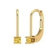 thumbnail image 2 of 0.2 Ct Round Cut Drop Dangle Yellow Crystal 14K Yellow Solid Gold Everyday Dainty Earrings Lever Back, 2 of 7