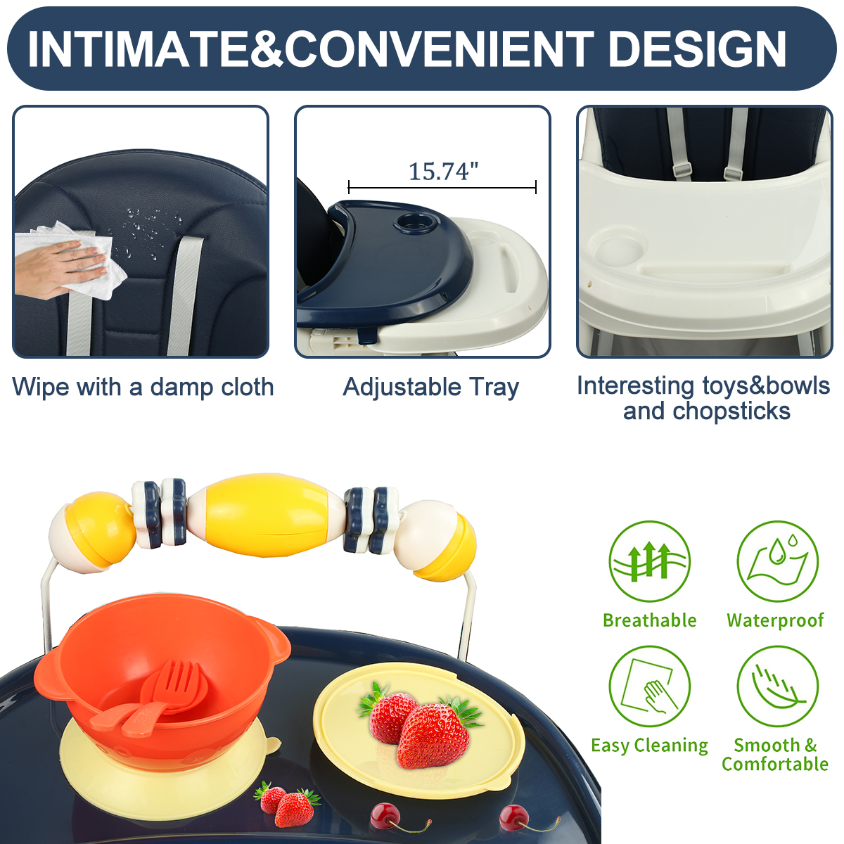 Liyufly 4-in-1 Adjustable Baby Highchair with 5-Point Harness photo 3