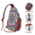 thumbnail image 4 of Trippy Mandala Sling Backpack for Women, Abstract Psychedelic Shoulder Bag with Bohemian Pattern, Healing Travel Crossbody Daypack, 4 of 6