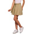 thumbnail image 4 of FALDA DE DENIM A-LINE DE CINTURA ALTA PARA MUJERES CHIC DE VERANO CON CINTURÓN L CAQUI, 4 of 6
