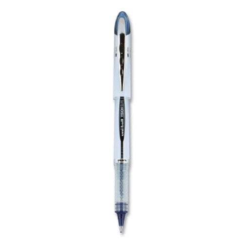 New uni-ball VISION ELITE Stick Roller Ball Pen, 0.8mm, Blue-Black Ink, White/Blue Black Barrel,Each