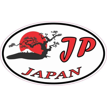 5in x 3in Oval Japan Sticker Vinyl Travel Luggage Decal Car Bumper
