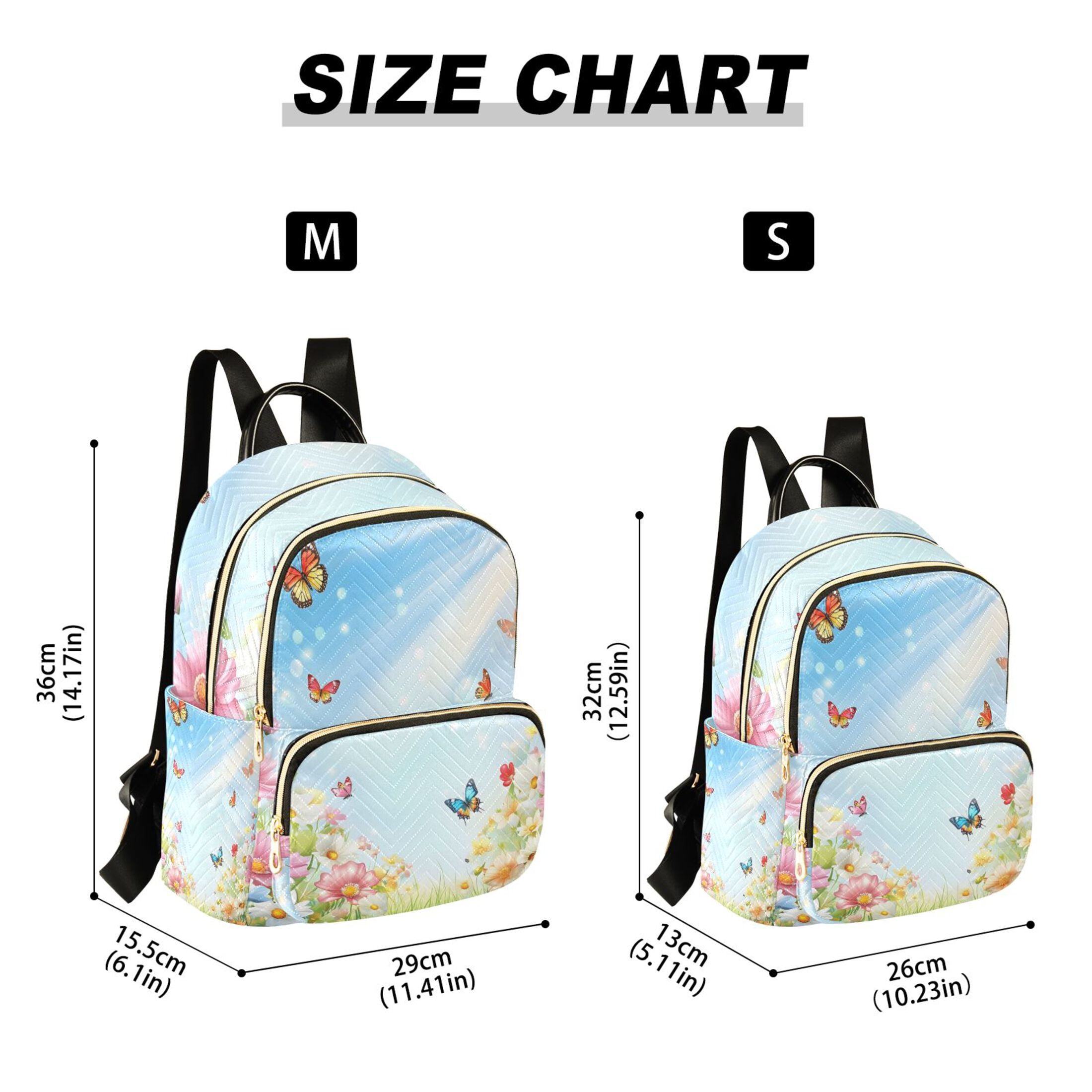 Flowers Butterfly Sunshine Spring Quilted Backpack Fashion Daypack Commuter Bag for Women 14 L