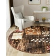 thumbnail image 3 of Unique Loom Cafe Collection Area Rug - Inizio (6' 1" Round Brown/Cream), 3 of 11