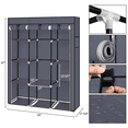 thumbnail image 3 of GZXS Wardrobe Closet, Quick and Easy Assembly, Portable Clothes Rack with Hanging Rod and Non-Woven Fabric Cover for Bedroom, Gray, 3 of 8