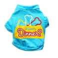 thumbnail image 2 of Flmtop Pet Dog Puppy Letter Bone Pattern Vest Spring Summer Costume Apparel Poodle Blue, 2 of 9