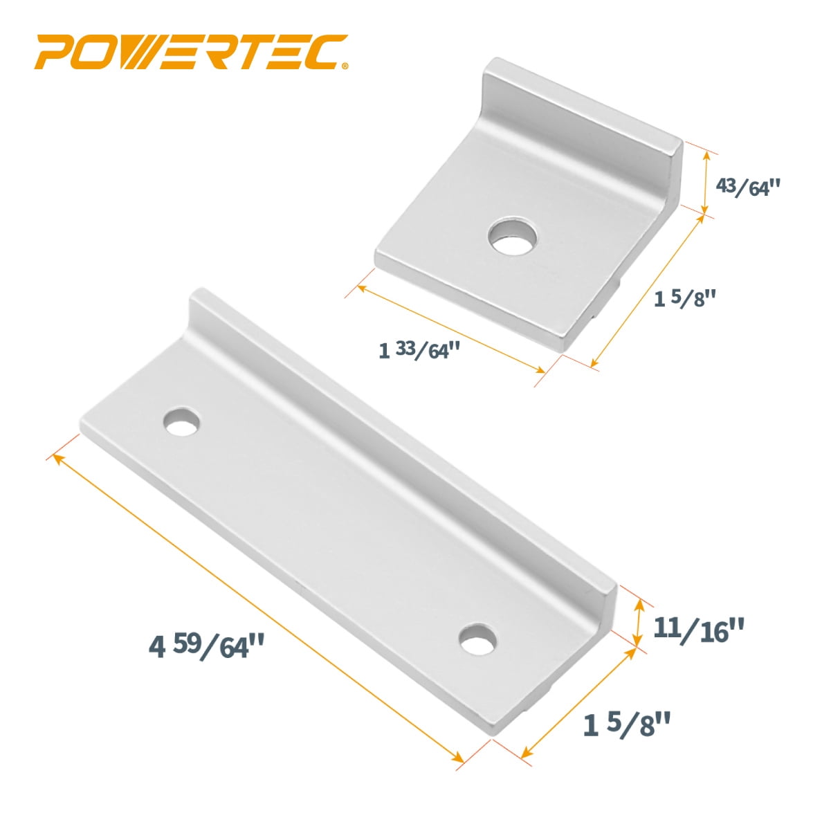 POWERTEC T-Track Stops and Clamps Kit for Woodworking, Incl. 2 Long Stops, 2 Short Stops, 2 In Line Stops and 4 Hold Down Clamps 5-1/2" L x 1-1/8" W (71910)