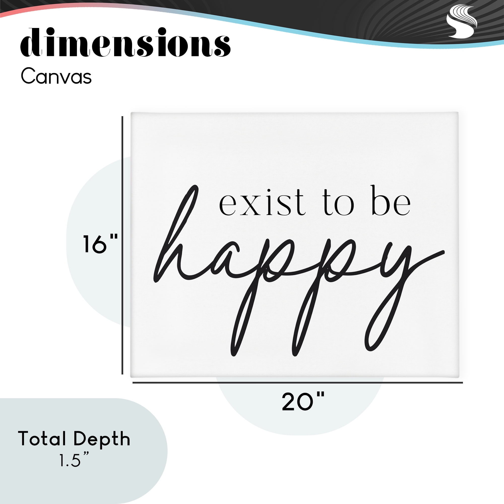 Exist To Be Happy Canvas Wall Art, design by Lettered and Lined