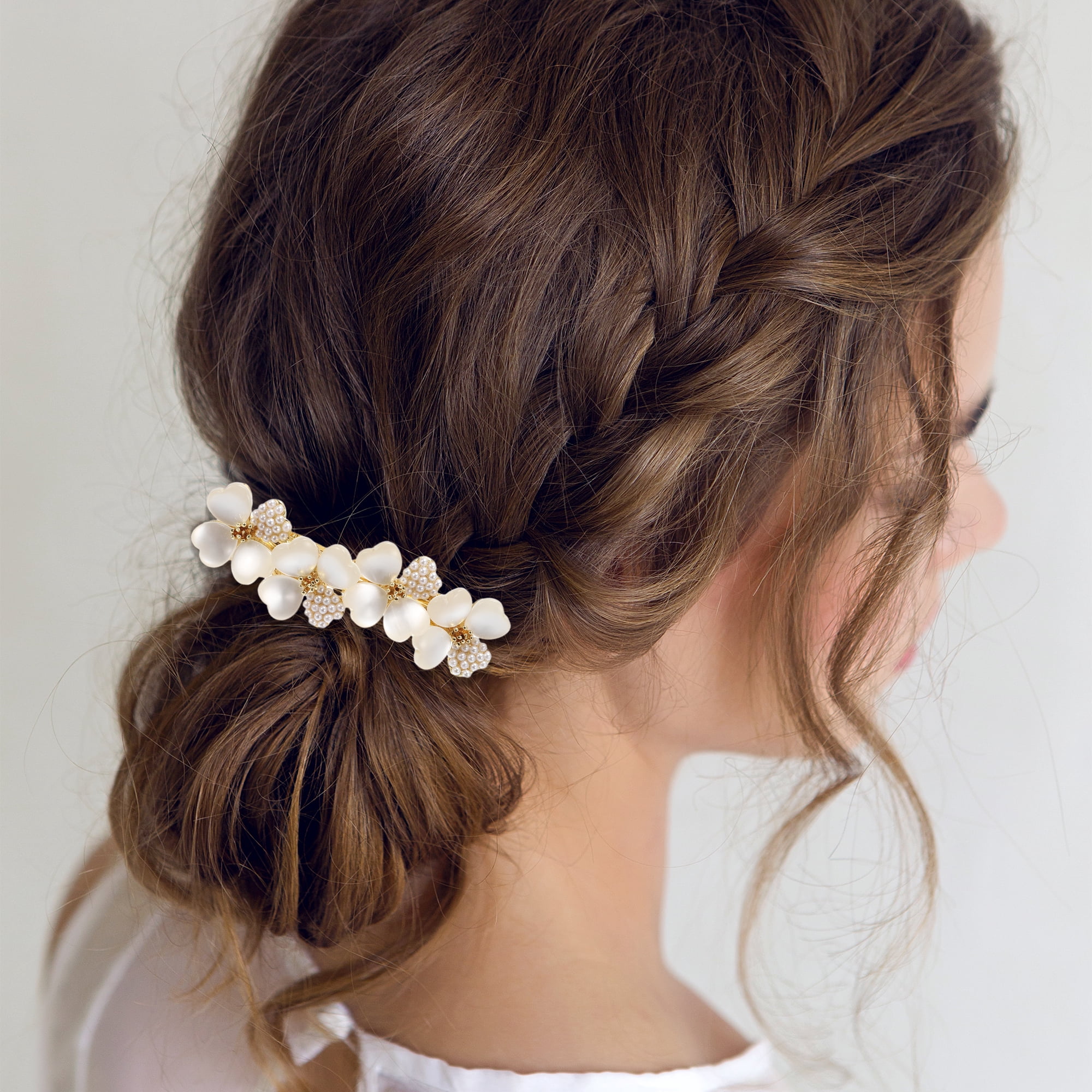 Unique Bargains Vintage Rhinestone Hair Barrettes Flower Hairpin Accessories Champagne