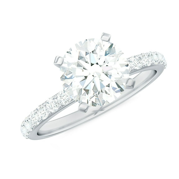 Rosec Jewels Lab Grown Diamond Ring 2 Carat - Circle Engagement Ring 8 mm - Certified EF-VS Quality, 925 Sterling Silver, US 4.00