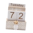 thumbnail image 2 of AMLESO Perpetual Calendar Desktop Standing Calendar Office Wood Block Calendar Desk Pineapple, 2 of 8