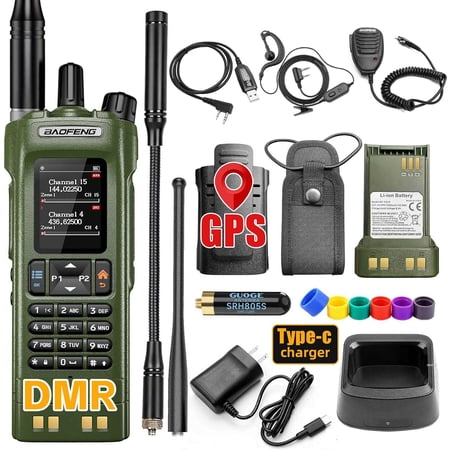 DM32 DM-32UV DMR Radio | Walkie Talkies Long Range | Digital Two-Way Radio | 10W High Power Ham Radio with GPS Positioning | Programming &Type-C Charging | 1PC (2500mAh Battery)