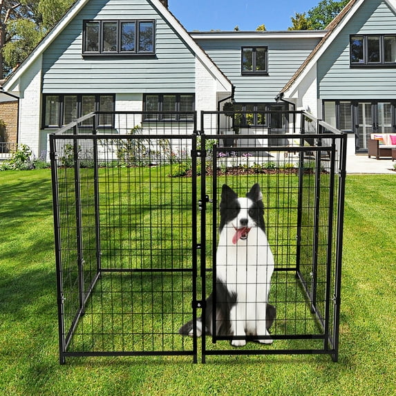 Tingmengte Pet Dog Playpen 8 Panel Indoor Outdoor Folding Metal Portable Puppy Exercise Pen Dog Fence, Heavy-Duty Metal Dog, Black