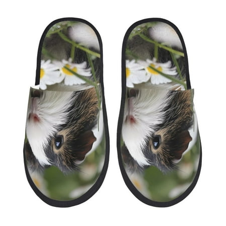 

Yiaed Daisy Guinea Pig Print Unisex House Slippers Slip on Warm Shoes Indoor Outdoor with Anti-slip sole-Medium