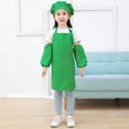 thumbnail image 2 of Bmisegm Shirts For Kid Art Smock Solid Color Apron Sleeve And Hat Three Piece Set For Children Artist Painting Aprons With Long Sleeve Girls Shirts 6-9 Years M, 2 of 3