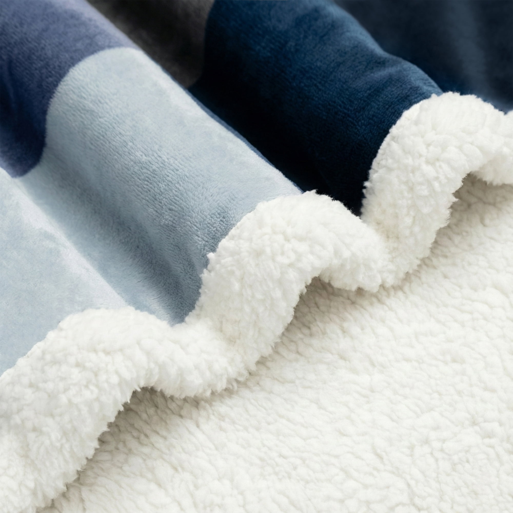 Americanflat 60x80 Oversized Plaid Fleece Throw Blanket - Reversible Sherpa Backing - Ultra Soft Plush Comfort - Cozy Warmth For Couch Or Bed - Blue