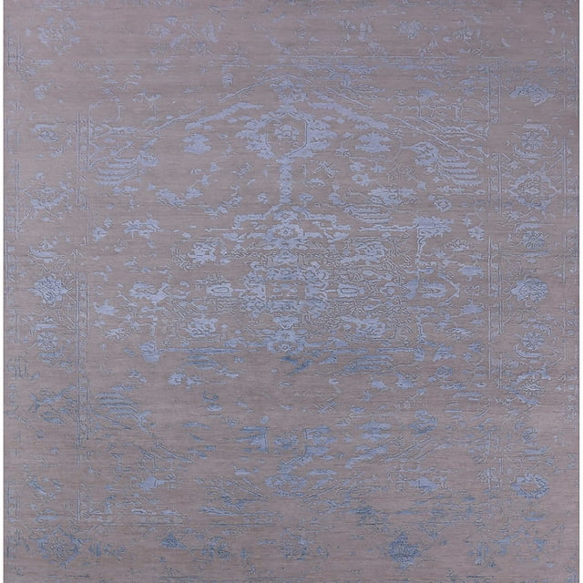 Ahgly Company Tapis Carrés d'Intérieur Milieu du Siècle Moderne Gris Zone Orientale, 4' Carré