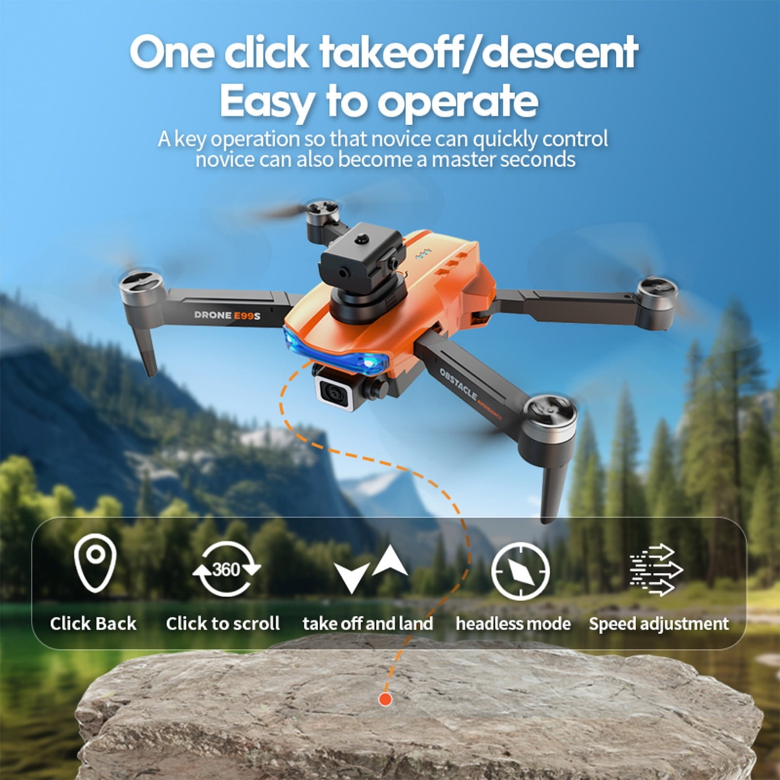 Drone with Camera, Quadcopter with Auto Return, One Click Takeoff And Landing, Folding Body, Remote Control Toys Gifts for Adults