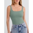 thumbnail image 3 of ANRABESS Women's Square Neck Tank Tops Double Lined Workout Tops for Women Trendy Summer Seamless Slim Fitted Basic Tight T Shirts Light Green XL, 3 of 11