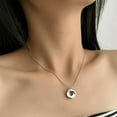 thumbnail image 3 of Stainless Steel Hammered Waved Twist Circle Open Karma Wedding Statement Pendant Necklace, 3 of 7