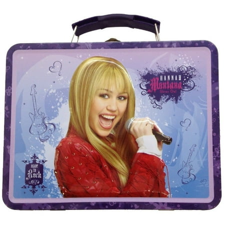 - Hannah Montana Square Tin Stationery Small Lunchbox Lunch Box - Purple