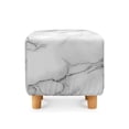 thumbnail image 2 of SCRAWLGOD Marble Print White Gray Footstool Cover, Removable Square Slipcover with Elastic Bottom Breathable Foot Stool Protection Universal Fit for Most Footrest Sofa, 2 of 7