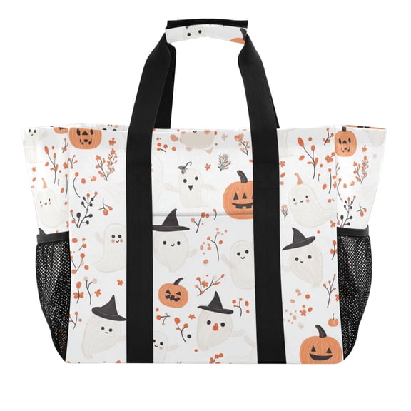 FORMRS Tote Bag for Women Large Capacity Canvas Travel Foldable Carry On Shopping Handbag, Ghost Design