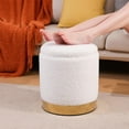 thumbnail image 4 of Round Storage Ottoman Set of 2 Sherpa Storage Ottoman Chair Makeup Vanity Stool Chair Multifunctional for Living Room, Bedroom, Dining Room (White), 4 of 12