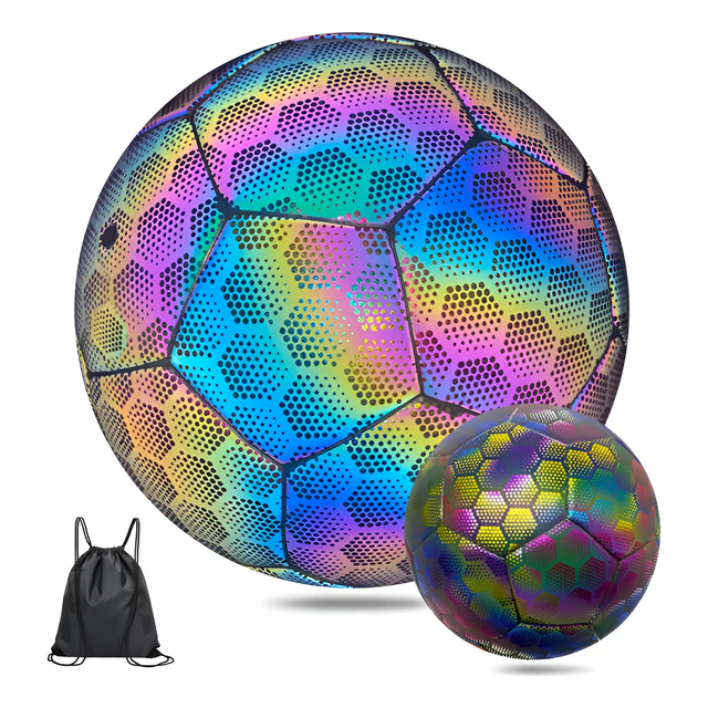 Balón De Fútbol Holográfico Luminoso Que Brilla En Oscuridad Xtellar multicolor