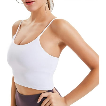 Longline Sports Bra for Women with Removable Pads Medium Support Yoga Bras  Gym Running Workout Tank Tops 
