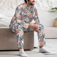 thumbnail image 7 of Gaeub Tropical Leaves Print Mens Pajama Set, Long Sleeve Pajamas for men,Lightweight Button Up Sleepwear,Lounge Pjs Set with Pockets-XX-Large, 7 of 7