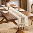 thumbnail image 5 of Boho Table Runner for Fall Home Decor with Tassels 72 Inches Long Farmhouse Rustic Table Runner Macrame Burlap Table Decoration for Living Room Bridal Shower, 5 of 7